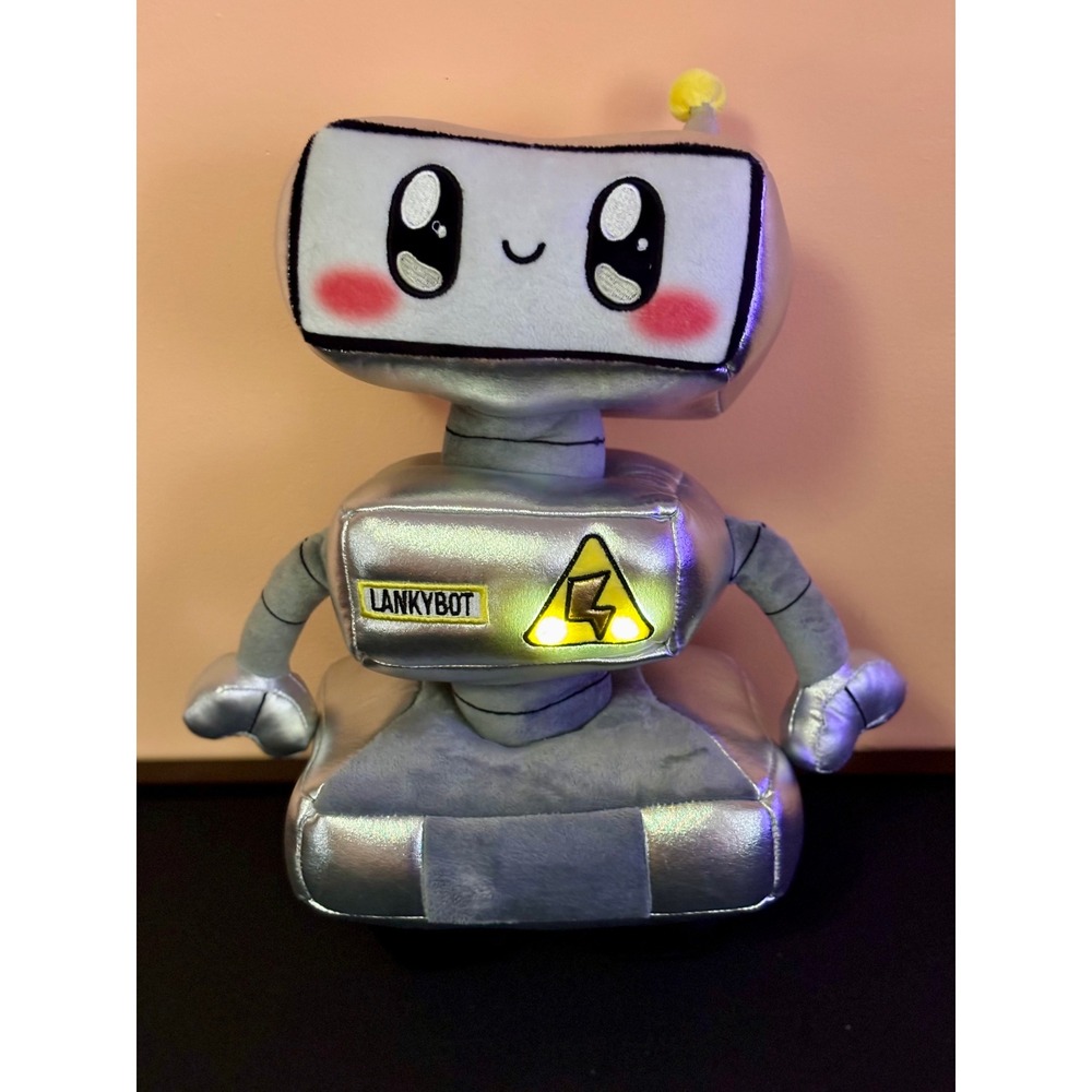 LankyBox LankyBot Plush Toy Silver Metallic Light Up Robot 13 Inch